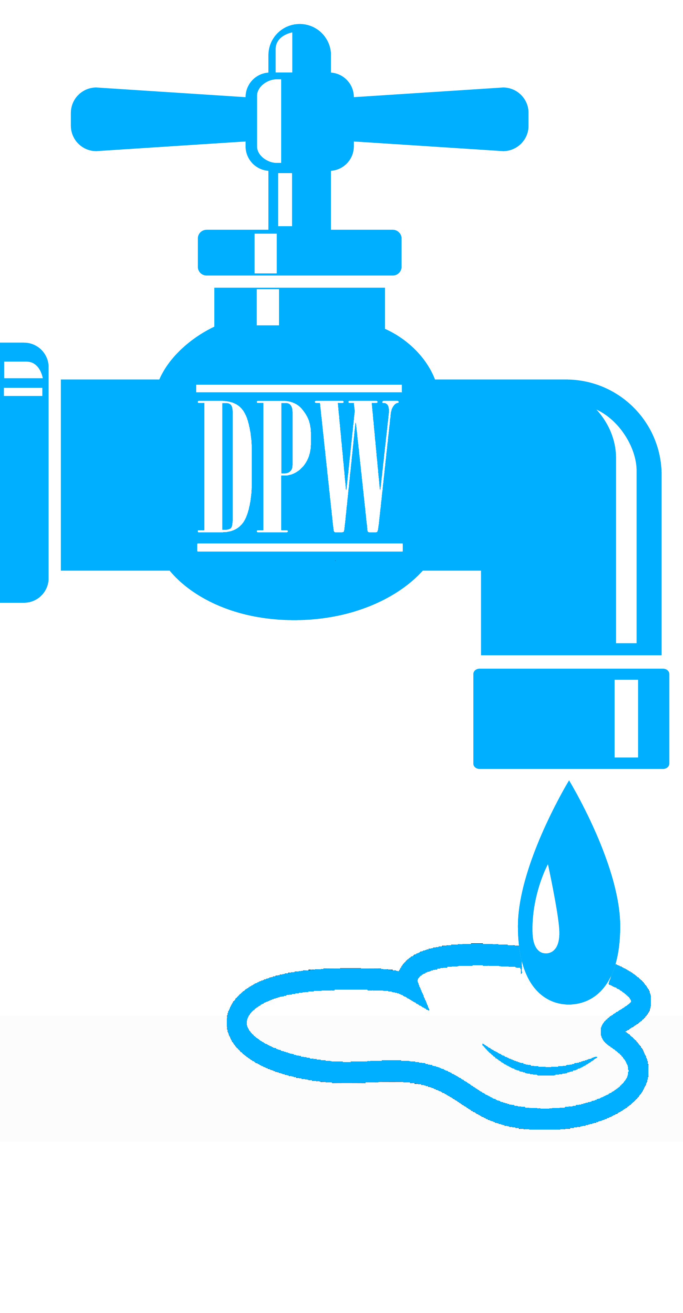 Picture of a blue spigot with 'DPW' text