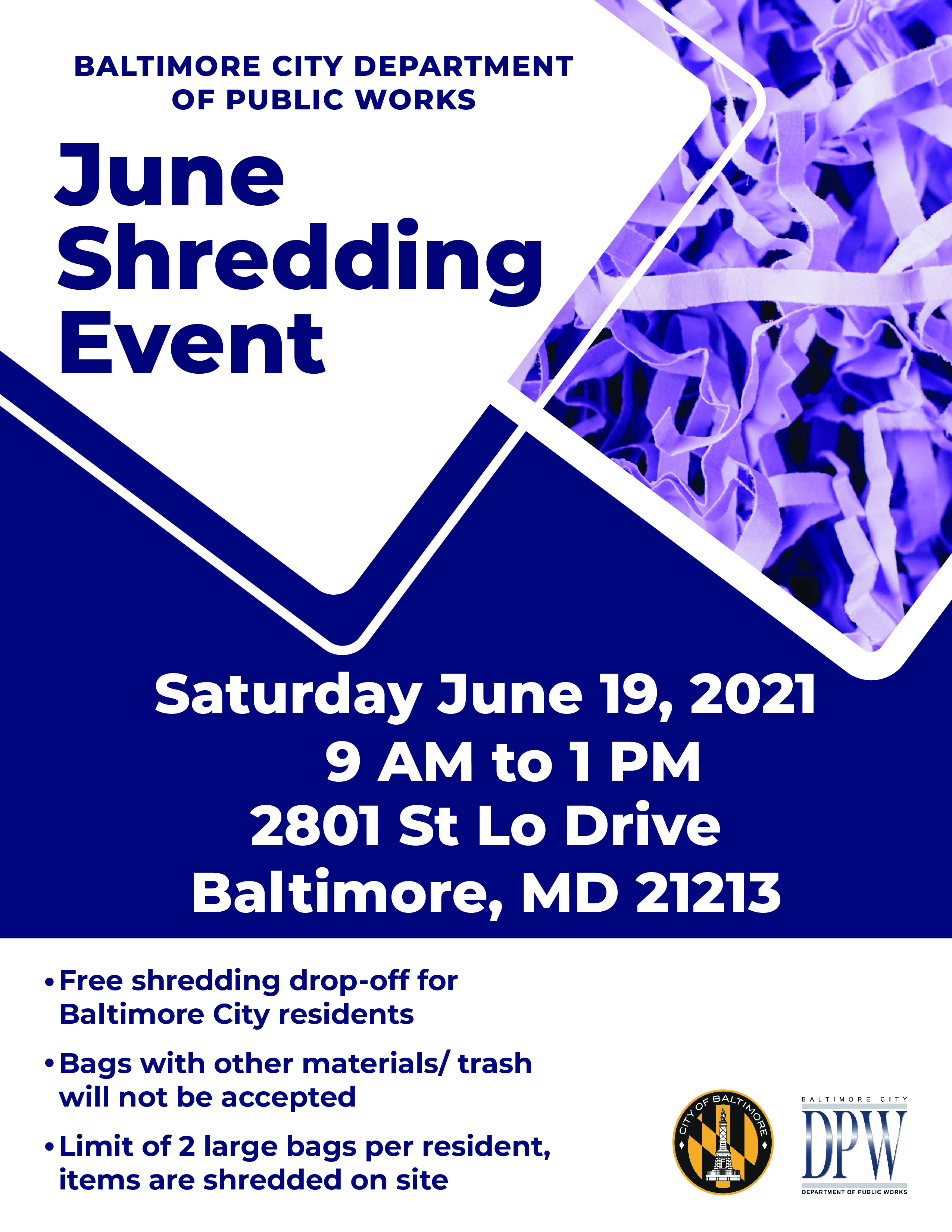 flyer for June 19, 2021, Shredding Event 