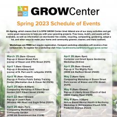 Grow Center Spring Schedule of Events 2023