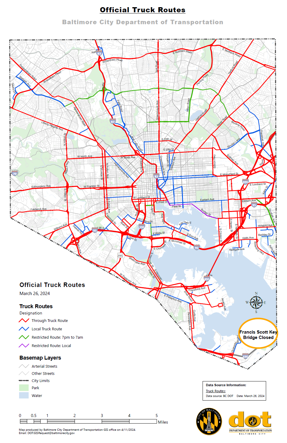 Truck routes map